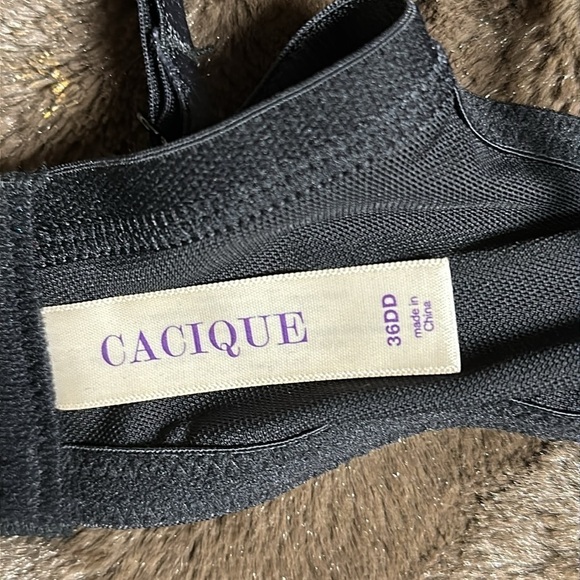 CACIQUE Intimate wear bra and skirt set Black, teal Sz 46DD 14-16 - Picture 6 of 10